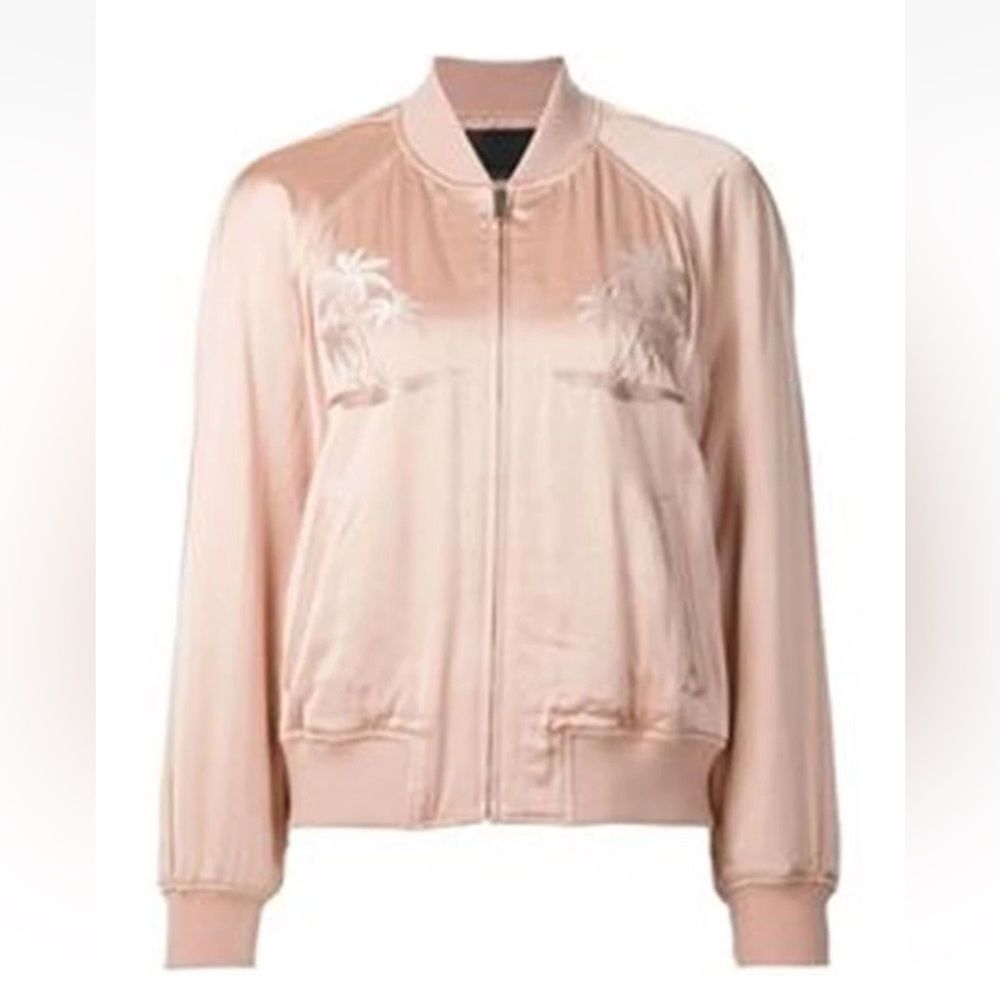 Alexander Wang Blush Satin embroidered Bomber Jacket, XS